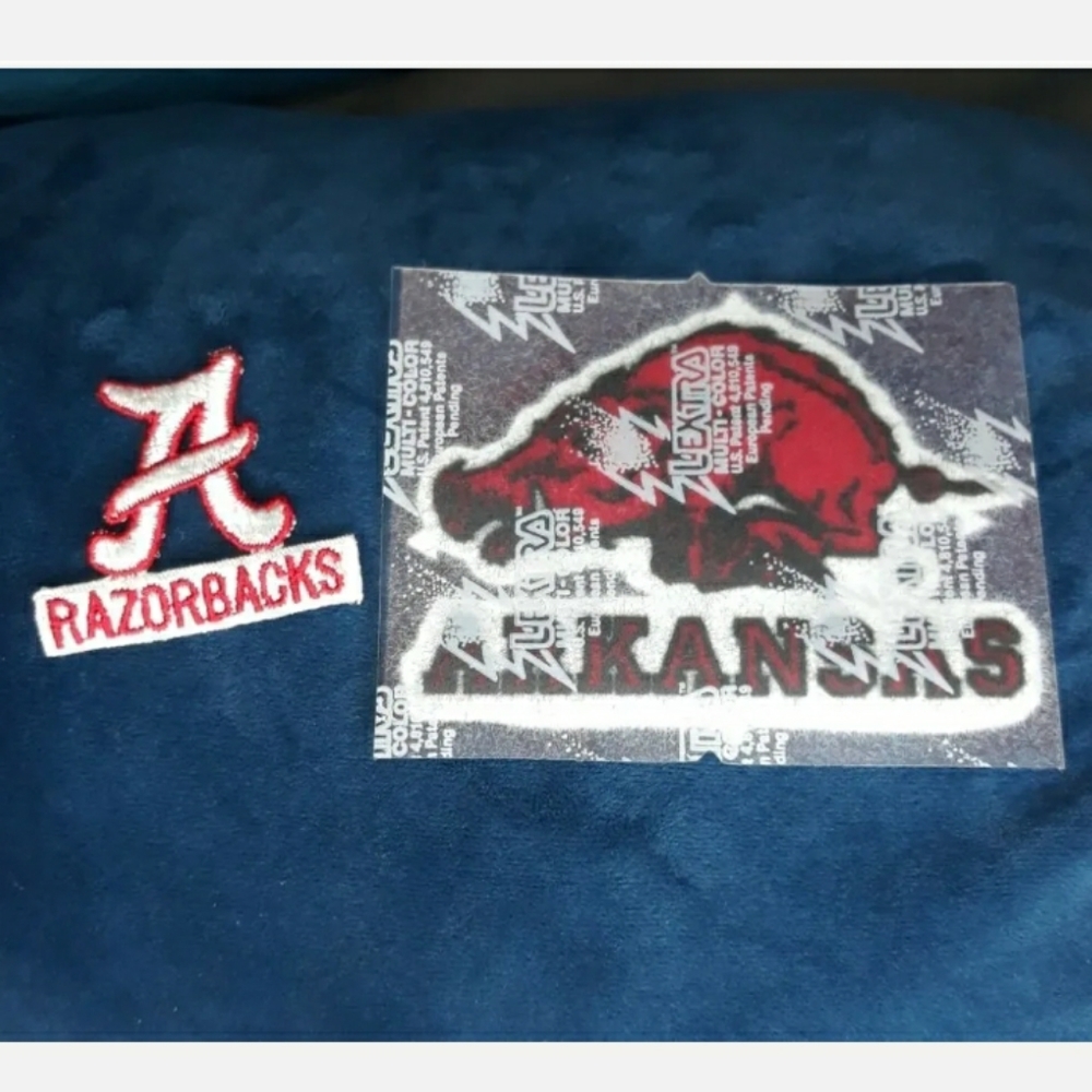 (2) Arkansas Razorbacks VTG NOS Iron On Hat Shirt Patches Patch Badges LOT Hogs